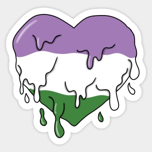 Melting genderqueer heart Sticker